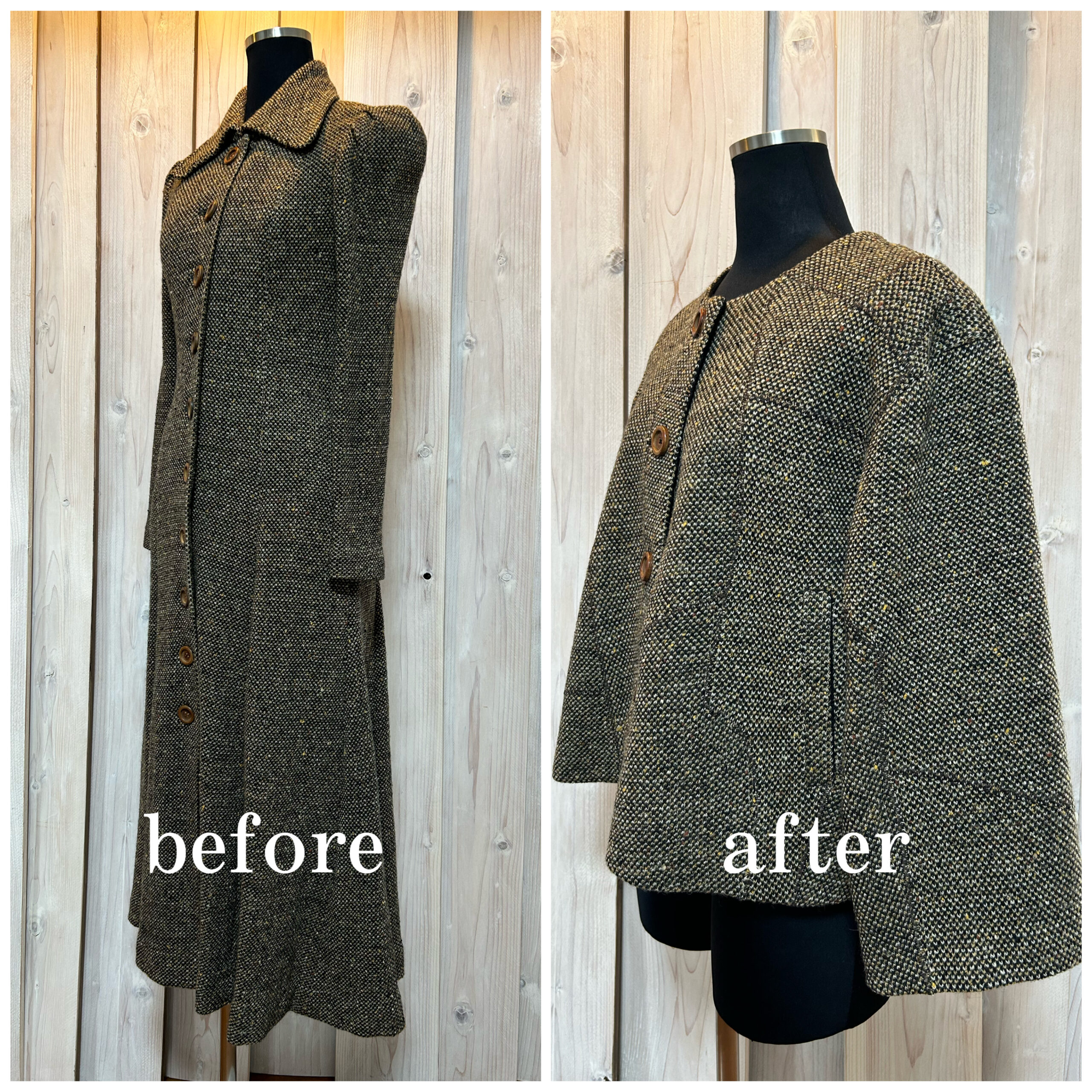 Read more about the article Long tight coat : Remake short jacket