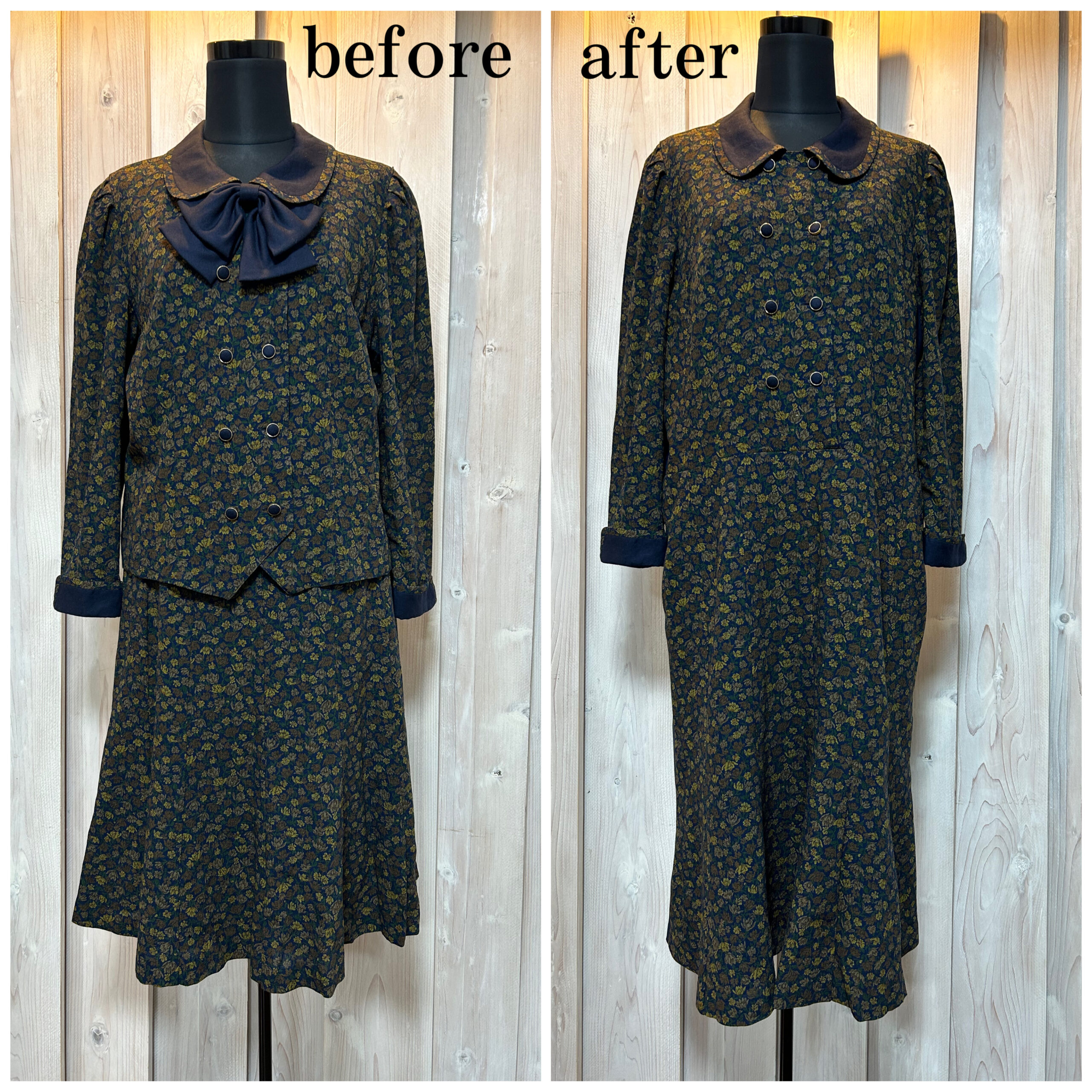 Read more about the article Jacket&Skirt : Remake into a one-piecedress